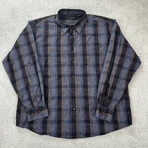 Cotton Reel Men's Blue Plaid Button Down Long Sleeve Shirt Size XL